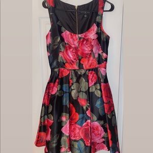 Betsy & Adam Women's Rose-Print Fit & Flare Party Dress